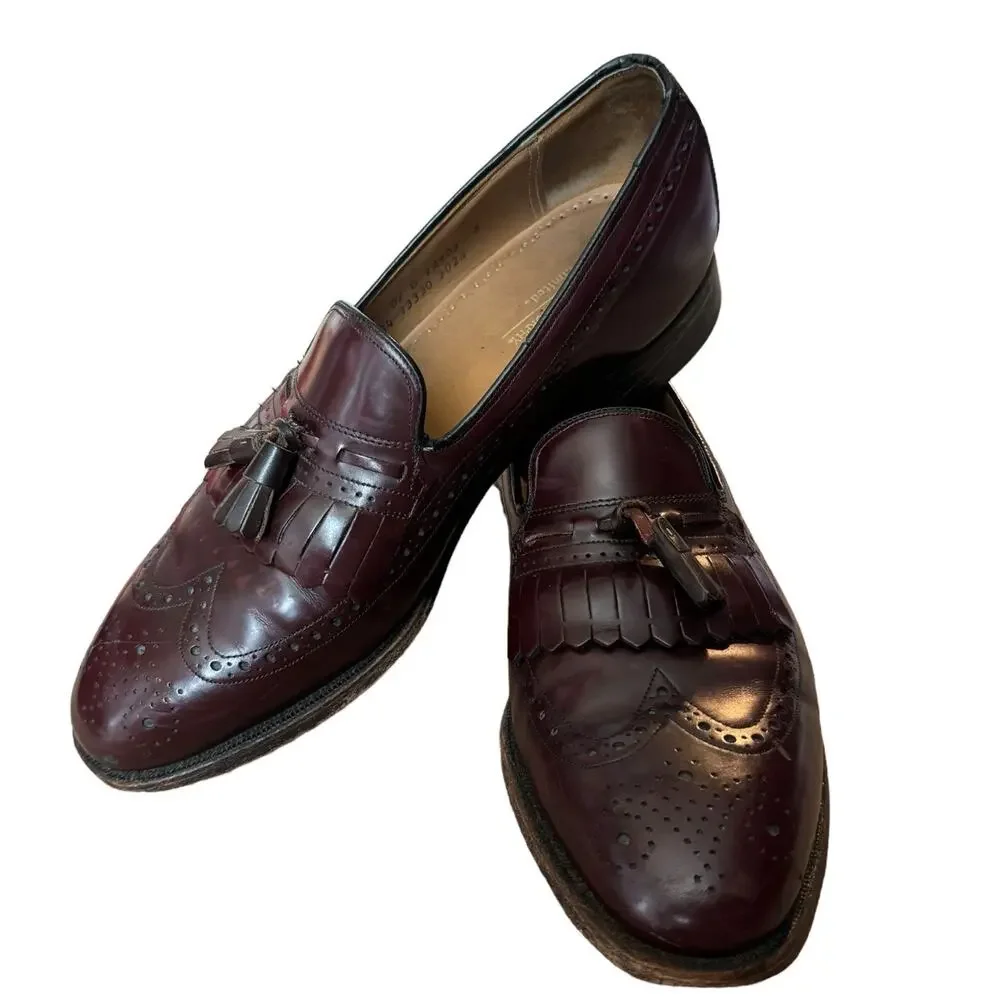 Johnston Murphy Limited Collection Burgundy Leather Wingtip Shoes Men's size 10